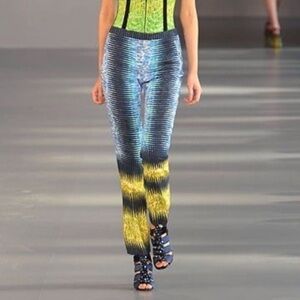 Peter Pilotto Abstract Print Blue Yellow Trousers Sz 4